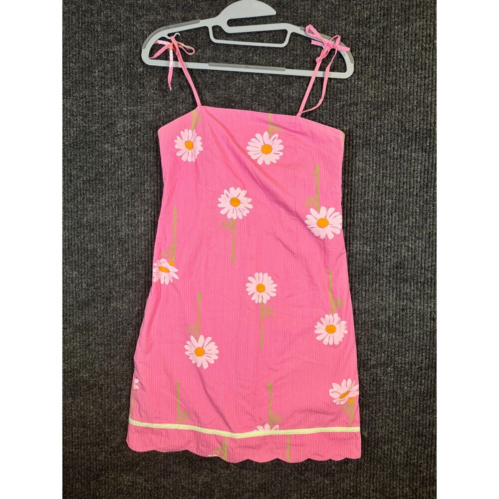 Y2K Lilly Pulitzer White Label Pink Daisy Print‎ Dress Girls 14 (Womens XS)